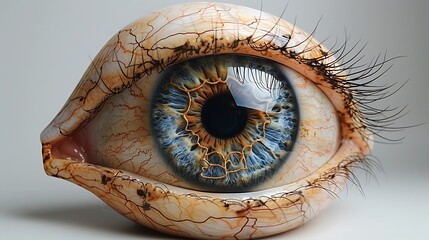 Gross anatomy of human eye including the external and internal structures in high detail