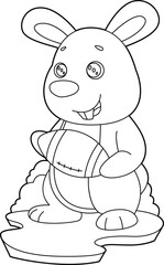 Rabbit American Football Animal Vector Graphic Art Illustration