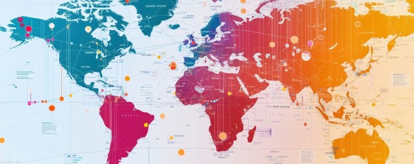 Naklejka premium Global E-Commerce Network: Interactive Map of Real-Time Transactions