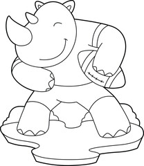 Rhino American Football Animal Vector Graphic Art Illustration