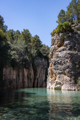 Natural thermal water in the river of Montanejos in Valencia (Spain)