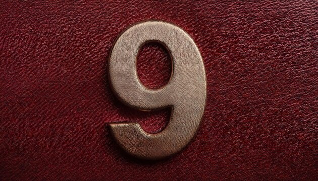 Stylish Decorative Number Nine on Red Background