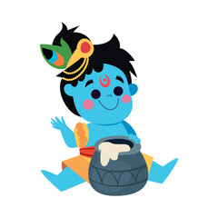 lord krishna with makhan cream for janmashtami