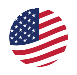 USA Circle Flag Icon. Waving American Symbol