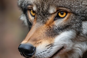 Fototapeta premium Intense gaze of wild wolf in natural habitat