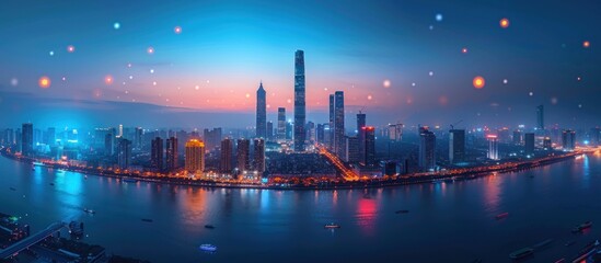 Aerial View of Illuminated Cityscape at Night