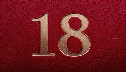 Elegant Red Leather Book Cover with Number 18