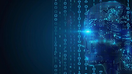 Fototapeta premium Technology and Engineering Glowing blue circuit board forming the shape of a human profile