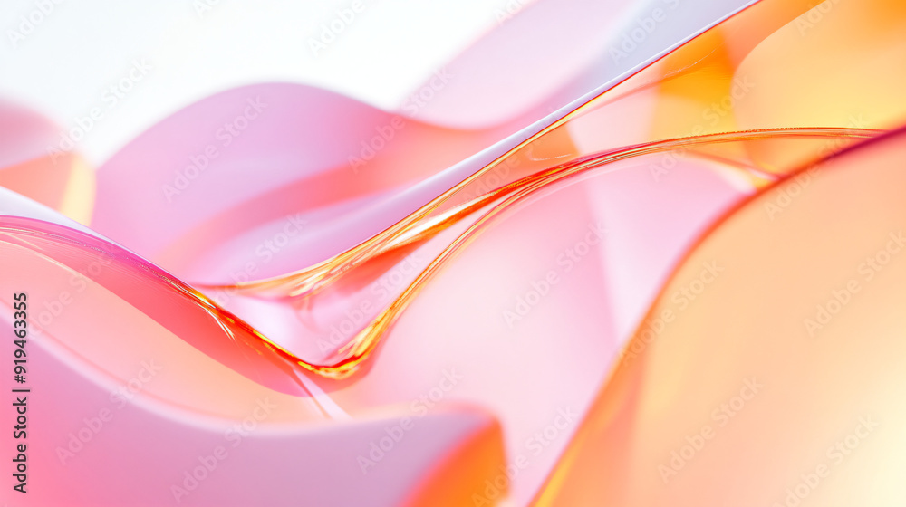 Sticker abstract pink and orange liquid flow.