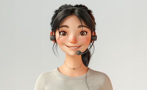 cartoon character cute avatar technical support staff isolated on white background.