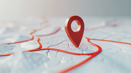 Fototapeta premium A red dot on a map that is pointing to a specific location