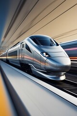 Fototapeta premium High Speed Train Tunnel Motion Blur Abstract