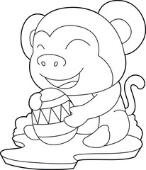 Monkey Easter Easter egg Animal Vector Graphic Art Illustration