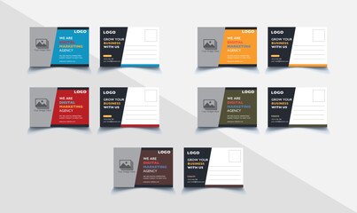 Set of modern professional business corporate personal postcard template