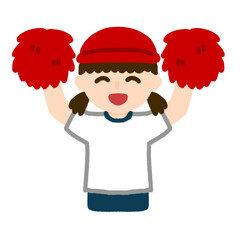 応援のイラスト（赤組）