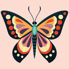 vector illustration of a butterfly colorful butterfly with a colorful pattern on it. Abstract Butterfly Wings. Exotic Moth Decor. Elegant Flying Insect.