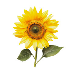 Fototapeta premium PNG Bright sunflower blooming against white background