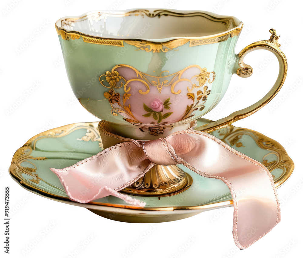 Poster png elegant vintage porcelain teacup