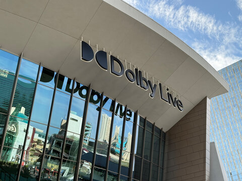 Las Vegas,Nevada,USA-June 17th 2024:Dolby Live theater brand logo sign