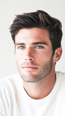 Obraz premium Casual man with styled hair wearing a white shirt