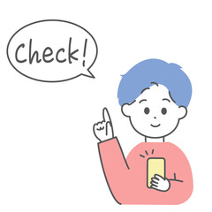 Webスマートフォンを持つ男性とチェックの吹き出し