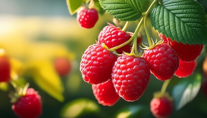 ripe raspberries in the garden