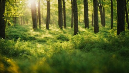 Obraz premium Golden Hour in Emerald Forest 