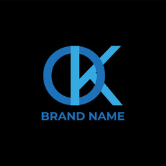 OK,KO letter logo design vector