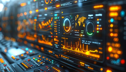 Obraz premium Data visualization dashboard displaying analytics and statistics.
