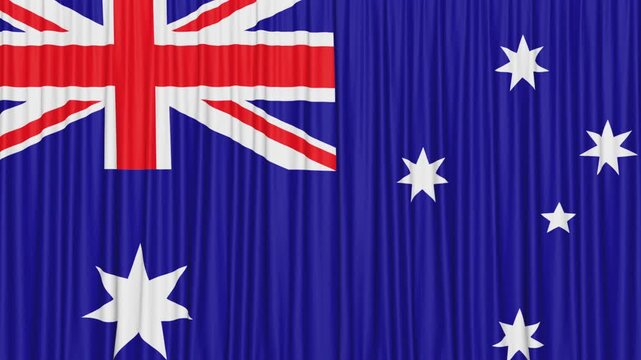 Australia Curtain Flag and Theater Stage Animation on Alpha Matte, Loop
