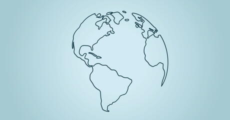 Line art World Map round shape empty vector background