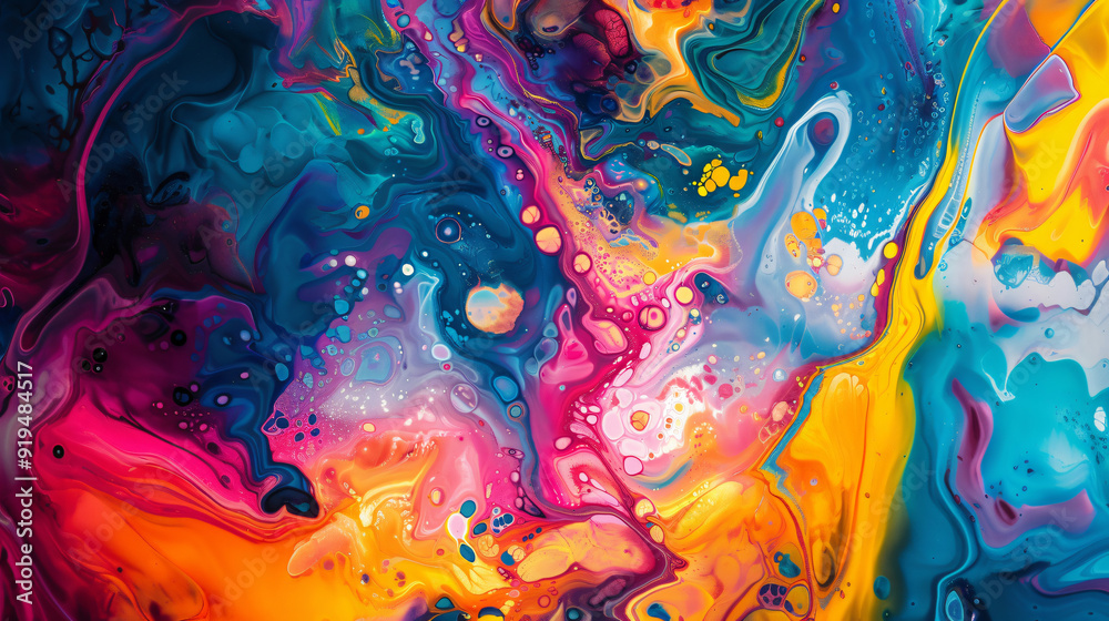 Leinwandbilder vibrant abstract background created with acrylic paint blending to form captivating shapes and textu