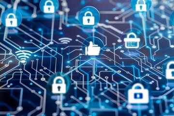 Cybersecurity and information or network protection. Future technology web services for business and internet.