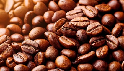 Naklejka premium Coffee beans background or texture closeup. Coffee concept.