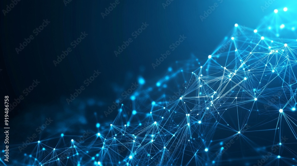 Poster digital technology background with plexus and optical flare, data visualization, cyberspace big data