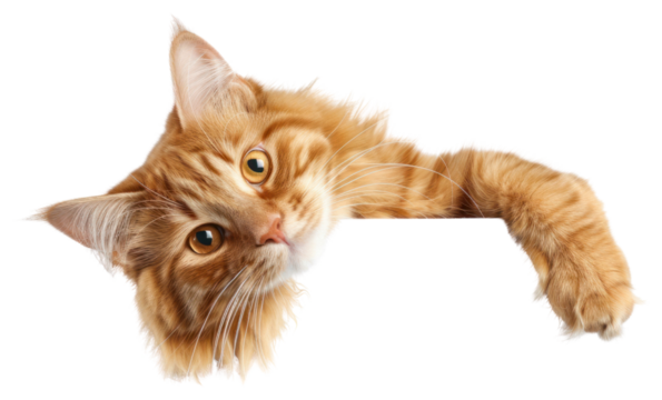 PNG Adorable ginger cat peeking playfully.