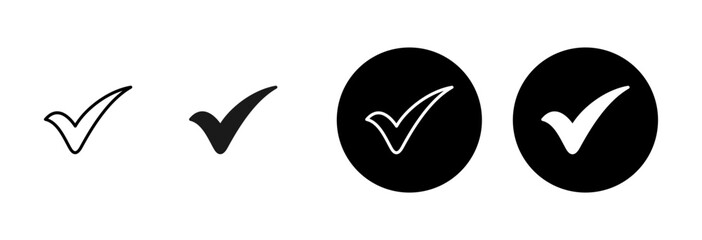 Check icon vector isolated on white background. check mark icon. check list button icon. Tick