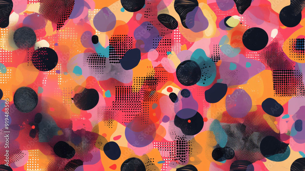 Aufkleber exuberant and lively abstract seamless pattern brimming with colorful organic shapes and textures