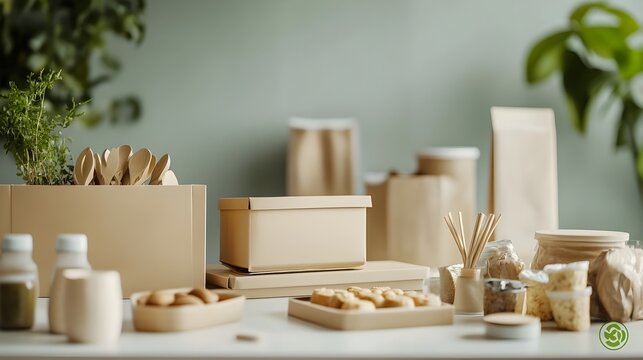 Biodegradable Packaging Symbolizing Eco-Friendly Innovation and Sustainable Future