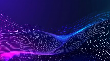 An abstract background of moving dots and an abstract wave. An abstract musical stream of sounds. A 3D rendering.