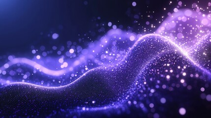 Background of abstract digital data. Wave with moving dots. Sound stream. Three-dimensional rendering.