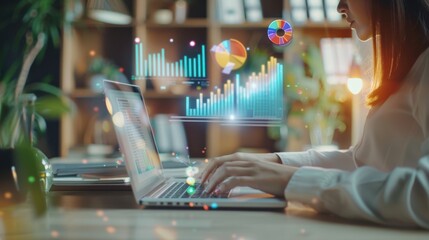 The woman using a laptop