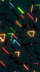 Abstract Digital Circuit with Vibrant Neon Lights