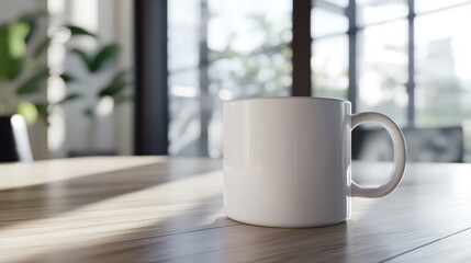 Fototapeta premium White ceramic mug installation in home interior. Ai generation