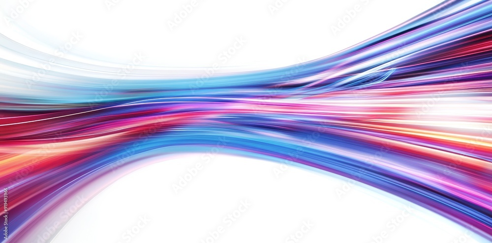 Poster a modern abstract high-speed light effect. curved beams of light with a futuristic dynamic moving pa