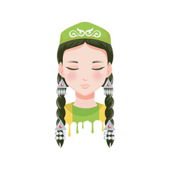 beautiful kazakh girl wearing traditonal outfit