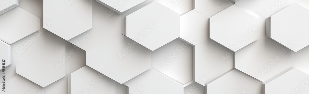 Poster abstract geometric backdrop with copy space, white hexagonal background on a widescreen, or hexagona