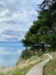 Walk path by the lake.