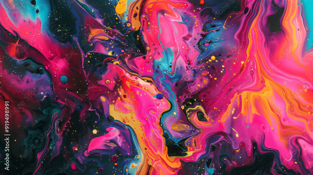 Poster abstract colorful background made with fluid art technique, mixing paints