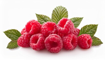 Ripe raspberries isolated on a white background.